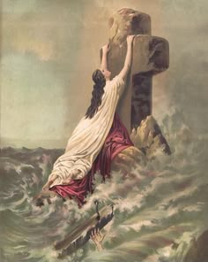 a painting of jesus ascending from the water