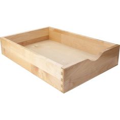 an empty wooden tray on a white background