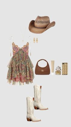 #county #flowers #spring #concertfit #outfitinspo #summer #cute #hippie #follow #like #fyp Stampede Outfit, Western Wear Outfits, Cute Country Outfits, Looks Country, Estilo Country