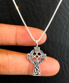 Trinity Celtic Cross Necklace, Sterling Silver Triquetra Cross Necklace,  Celtic Jewelry, Irish Jewe Celtic Cross Pendant, Sterling Silver Hypoallergenic Cross Pendant Necklace, Hypoallergenic Sterling Silver Cross Pendant Necklace, Celtic Cross Necklace, Celtic Crosses, Celtic Knot Pendant, Beaded Ankle Bracelets, Silver Model, Sterling Silver Cross Necklace