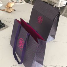 Set Of Two, Brand New , Dimensions: Gift Bag : 16” X 15 3/4” X 6” Shopping Bag : 16” X 12 “ X 6” Tory Burch Bag, Purple Green, Green And Purple, Gift Bag, Tory Burch, Gift Wrapping, Women Accessories, Brand New, Purple