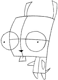 a drawing of a cartoon character with two eyes