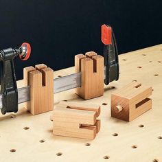 some woodworking tools are sitting on a table