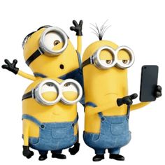 three minion characters holding up their cell phones