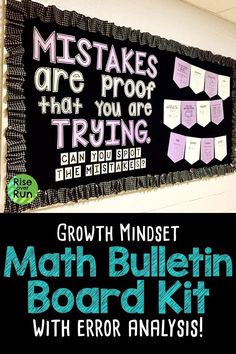 a bulletin board with writing on it and the words growth minds, math bulletin board