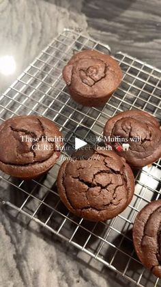 chocolate muffins cooling on a wire rack