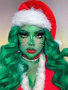 Cute Grinch Makeup, Makeup For Christmas, Grinch Makeup, Disney Eye Makeup, Christmas Makeup Looks, Cute Grinch, Christmas Makeup Ideas, Christmas Eyeshadow