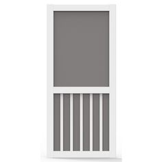 an empty white door with bars on the bottom and sides, against a white background