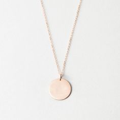 Our 16mm large-sized disk necklace, without personalization. A timeless piece to dress up or down. Minimalist Medallion Jewelry For Everyday, Rose Gold Necklace With Large Pendant, Everyday Rose Gold Round Pendant Necklace, Simple Rose Gold Charm Necklace For Everyday, Rose Gold Round Disc Necklace For Everyday, Minimalist Rose Gold Round Pendant Jewelry, Everyday Rose Gold Round Disc Necklace, Minimalist Rose Gold Medallion Jewelry, Minimalist Necklace With Large Round Pendant