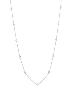 A delicate necklace in 14K white gold with diamond stations. White Gold Diamond Station Necklace, Station Necklace, Delicate Necklace, White Gold Diamonds, Gold Diamond, Jewelry Accessories, White Gold, Gold, White