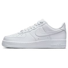 The Nike Air Force 1 Low is a modern take on the iconic white on white low top Air Force 1. Released in honor of the classic shoe's 25th anniversary in 2007, the sneaker features an upgraded, crispier 10A full grain leather white upper with a matching white Air-cushioned rubber sole. Travis Scott Clothing, Nike Air Force White, Tenis Air Force, Air Forces, Nike Air Force Ones, Air Jordan 4 Retro, Womens Jordans, Nike Air Force 1 Low, Air Force Ones