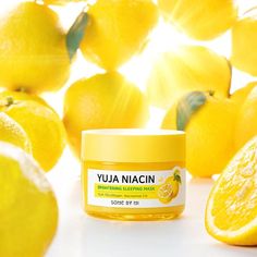 SOME BY MI Yuja Niacin 30 Days Miracle Brightening Sleeping Mask is a 2-in-1 sleeping mask that brightens and moisturises skin while you sleep. Enriched with 70% yuja (citron) extract, which contains 3 times more Vitamin C than a lemon, to recharge and brighten for glowing skin. Niacinamide, arbutin and glutathione helps even out your skin tone, while 10 types of vitamins nourish and soothe your skin while you sleep. How to use Apply onto face at the last step of your night skincare routine, avo Korean Cosmetics Skin Care, Makeup Cantik, Night Skin Care Routine, Alpha Arbutin