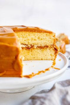 a slice of cake on a white plate