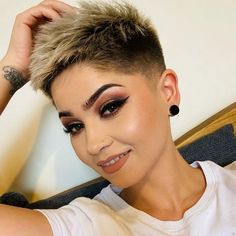 Instagram post by Short Hair Lovers • May 16, 2022 at 2:51am UTC Short Womens Haircuts, 2023 Pixie, Haircuts 2022, Super Short Haircuts, Short Shaved Hairstyles, Short Spiked Hair, Funky Short Hair, Crop Hair, Very Short Haircuts