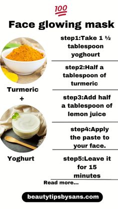 6 Amazing Turmeric Face Mask. Face Whitening Tips, Remedy For Pimples, Homemade Hair Removal, Remedy For Acne, Face Mask Natural, Turmeric Skin Care, Face Mask Beauty, Yogurt Face Mask, Tumeric Face