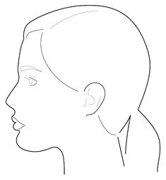 a line drawing of a woman's profile with her hair pulled back to the side