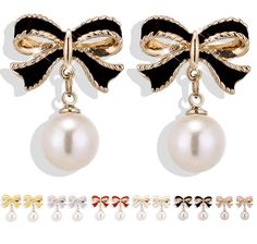 PRICES MAY VARY. Elegant Design: These bow earrings are designed with a delicate bow shape and adorned with sparkling crystal rhinestones, adding a touch of glamour to any outfit. Premium Quality: Crafted with high-quality materials, including genuine pearls and crystals, these earrings are durable and long-lasting, ensuring they will remain your favorite accessory for years to come. Versatile Choice: Whether you're attending a wedding, party, or prom, these earrings are a perfect choice for add Pearl Bow, Bow Bow, Box Making, Bow Earrings, Crystal Stud Earrings, Bow Design, Crystal Wedding, Sparkling Crystal, Sensitive Ears