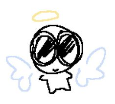 an image of a cartoon character with angel wings on it's head and eyes