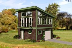 this is an artist's rendering of a two story house in the middle of a park