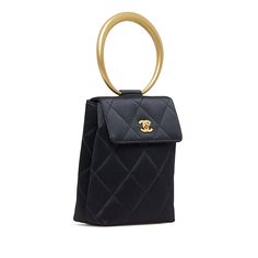 CHANEL CC Matelasse Bracelet HandbagThis handbag features a quilted satin body, a metal handle, a front flap with a magnetic closure, and an interior slip pocket. Comes with dust bagLength: 15.50cm x Width: 12.50cm x Depth: 6.00cm. Chanel Bag With Handle, Chanel Maxi Flap Bag, All Black Chanel Bag, Chanel 2.55 Bag, Chanel Clutch With Chain, Magnetic Closure, North Korean, Gold Ounce, Quilting