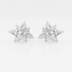 Badgley Mischka 2 1/2 ctw Pear & Marquise Lab Grown Diamond Cluster Fashion Stud Earring - Grownbrilliance Dazzling Marquise Diamond Earrings For Formal Events, Elegant Marquise Diamond Cut Cluster Earrings, Formal Marquise Cluster Earrings With Brilliant Cut, Fine Jewelry Pear-shaped Cluster Earrings For Wedding, White Pear-shaped Cluster Earrings For Formal Occasions, Elegant Diamond Cluster Earrings With Marquise Cut, Fine Jewelry Bridal Earrings With Marquise Brilliant Cut, Marquise Diamond Cluster Earrings For Formal Occasions, Marquise Cut Diamond Cluster Earrings For Formal Events