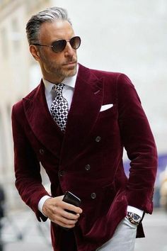 Christopher Korey, Gentleman Mode, Velvet Dinner Jacket, Corporate Apparel, Men's Glasses, Burgundy Blazer, Suit Tie, Elegant Coats