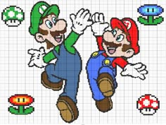 the mario and luigi bros cross stitch pattern