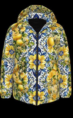 Lemon Majolica Floral Rose Hooded Down Jacket Women Puffer Jacket Fashion Jacket Lemon Flower Jacket Embrace the sunshine with our Lemon Majolica Floral Rose Hooded Down Jacket! This stylish puffer jacket is not only a fashion statement but also a cozy companion for chilly days. Crafted with a durable, anti-drilling fabric shell, this jacket locks in warmth while keeping the down in place. Filled with 90% high-quality white duck down, it offers exceptional insulation without the bulk. The loose Spring Yellow Floral Print Outerwear, Casual Yellow Floral Print Outerwear, Puffer Jacket Fashion, Women Puffer Jacket, Lemon Flower, Flower Jacket, Puffer Jacket Style, Lemon Flowers, Puffer Jacket Women