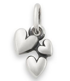 two hearts charm in silver on a white background