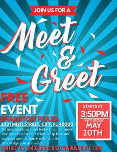 an event flyer for meet and greet