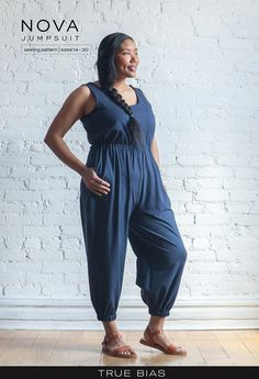 Nova Jumpsuit Sewing Pattern Make Sizes 14-30 From True Bias | Etsy Jumpsuit Patterns, Capsule Wardrobe For Work, Elastic Casing, Jumpsuit Pattern Sewing, Plus Size Sewing Patterns, Contemporary Wardrobe, Short Romper, Paper Sewing Patterns, Jumpsuit Pattern