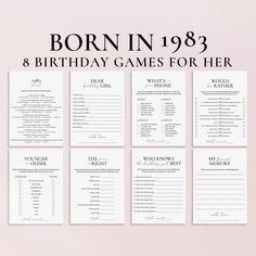 the birthday games for her are in black and white