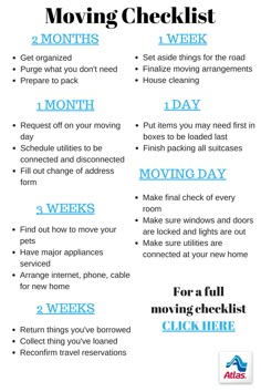 moving checklist with the words moving checklist on it and instructions to move in