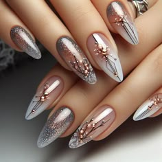 #nails #summer_nails #summer #viva #beauty Metallic Nails Chrome Art Ideas, Taupe Nail Designs, Autumn Nails 2024 Chrome, Silver Chrome Nails Designs 3d, Summer Nail 2024 Trends Chrome, Nail Art Chrome, Taupe Nails, Square Nail Designs, Stylish Nails Designs