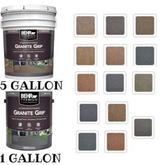 the 5 gallon paint is shown with different colors and sizes to choose from, including one for