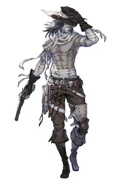 Attractive Male Character Design, Steampunk Cowboy Character Design, Dnd Soldier, Cowboy Character Design Male, Reincarnation Art, Fantasy Punk, Nier Reincarnation, Cowboy Character Design, Era Medieval