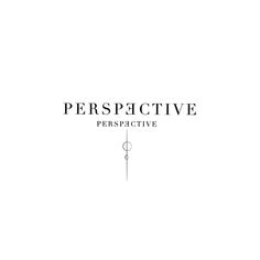 the words perspective are written in black and white on a white background