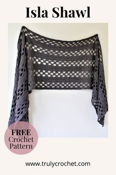 a crocheted shawl is shown with the text, free crochet pattern