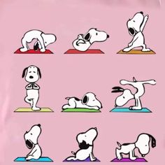 peanuts doing yoga poses in different positions