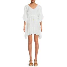 From vacays to beach daysyoure all set in Mikens Lace Caftan Swimsuit Cover Up. The crochet tape insets are an eye-catching detail along with the fabric in a drapey, gauzy finish. Perfect for your pre- or post-swim sessions. Size: M.  Color: White.  Gender: female.  Age Group: adult. Summer V-neck Cover-up For Daywear, Beachwear V-neck Cover-up For Daywear, V-neck Beachwear Cover-up For Daywear, Summer Beachwear Kaftan For Daywear, Beachwear Kaftan For Vacation, Summer Beach Season Daywear Cover-up, Beach Season Daywear Cover-up, Summer Beach Season Cover-up For Daywear, Summer Tunic Beach Dress For Daywear