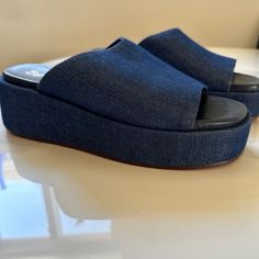 Brand New, No Box, These Denim Sandals Are All The Rage. Size 8. Runs Wide. Denim Sandals, Seychelles Shoes, Seychelles, Color Blue, Women Shoes, Running, Sandals, Brand New, Customer Support