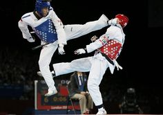 an image of two people doing tricks on the same page, one is kicking another person