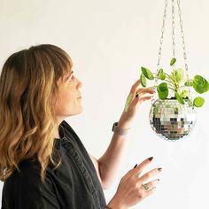 Disco Planter, Disco Ball Hanging, Disco Ball Planter, Hanging Basket Garden, Retro Packaging, Rope Mirror, Office Ornaments, Hanging Flower Pots, Hanging Vases