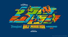 the poster for disneyland's half marathon weekend, featuring an image of a man running