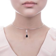 This tassel choker necklace's refined silver design and fashion-forward details create an accessory that is as elegant as it is chic. Crafted with base metal alloy, silver-tone. Set with faux pearl. Hook and clasp. Measures 15"(L), 0.06"(W), 1.18" drop. Get the look of celebrity inspired jewelry. Chain Ring Gold, Pearl Fashion, Hoop Charms, Necklace Extender, Right Hand Rings, Travel Jewelry Case, Silver Design, Bridesmaid Bracelet, Choker Style