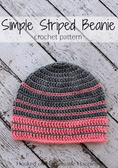 the simple striped beanie crochet pattern is shown