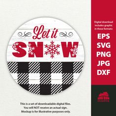 an advertisement for snow products with the words let it snow written in red and black