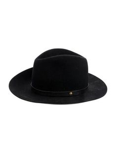 Black Rag & Bone wool wide brim hat. Black Wide Brim Yarn Hat, Black Wool Hat For Rodeo, Black Wool Felt Hat With Flat Brim, Black Wool Wide Brim Hat, Black Wool Hat One Size, Wide Brimmed Hats, Brim Hat, Saint Laurent Bag, Bag Handle