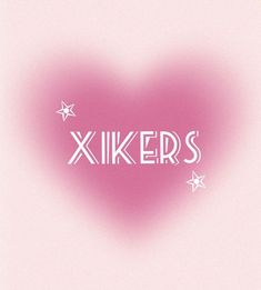 a pink heart with the word xiker's written in white on it and stars