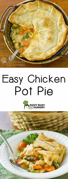 easy chicken pot pie recipe with text overlay